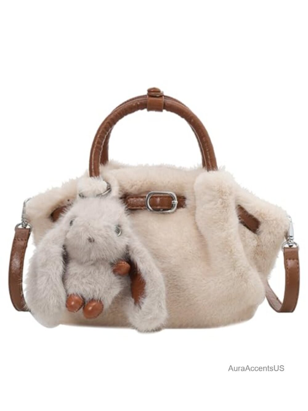 Faux Fur Mini Tote Bag Fuzzy Crossbody Handbag Plush Purse for Women